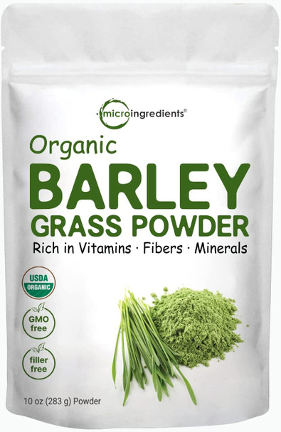 Sustainably US Grown Organic Barley Grass Powder 10 Ounce Rich in Immune Vitamin Fibers Minerals Antioxidants and Protein Support Immune System and Digestion Function Vegan Friendly