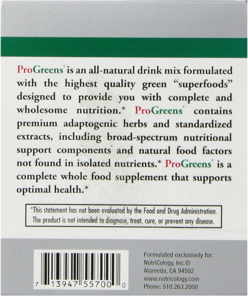 Nutricology Progreens Stick Pack 4.5 Ounce