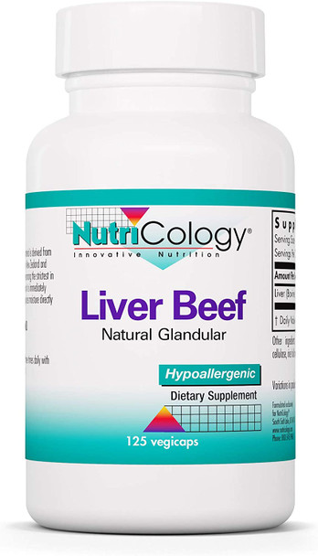 NutriCology Liver Beef  Natural Glandular Liver and Nutrition Support  125 Vegicaps