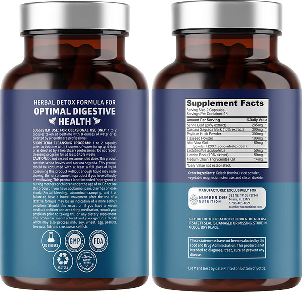 N1N Premium Colon Cleanser  Detox 15 Day Quick Cleanse and Organic Superfood Greens 28 Powerful Ingredients to Support Stomach Health and Overall Wellness 2 Pack Bundle