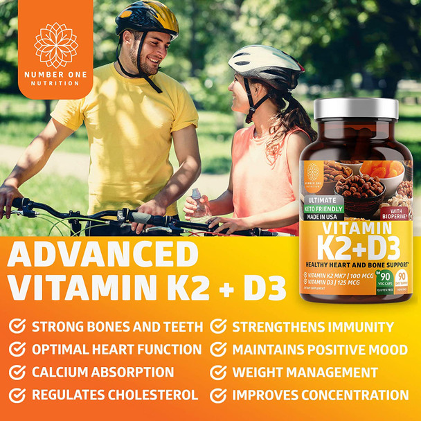 N1N Premium Saffron Extract and Vitamin K2D3 All Natural Supplements to Support Bone Strength Muscle Functions and Eye Health 2 Pack Bundle