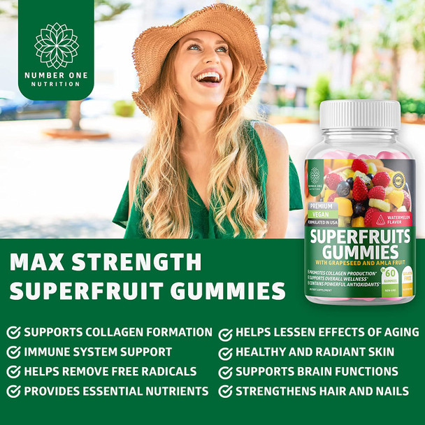 N1N Premium Superfruits Gummies 13 Potent Ingredients and Organic Superfood Greens 28 Powerful Ingredients to Support Collagen Production and Overall Wellness 2 Pack Bundle