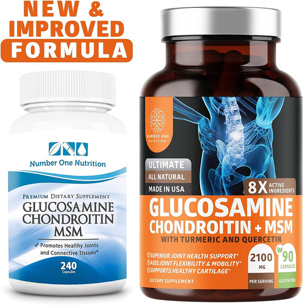 N1N Glucosamine with Chondroitin Turmeric MSM Boswellia Max Strength 2100mg Natural Joint Support Supplement for Relief Mobility Flexibility and Inflammation 90 Caps