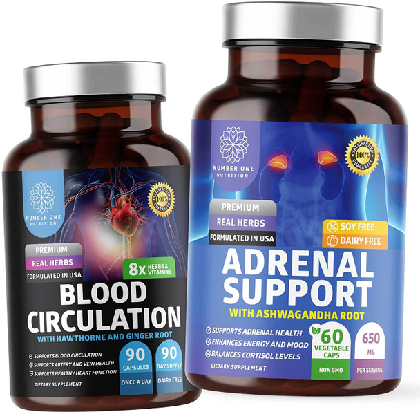 N1N Premium Blood Circulation Supplement 8 Powerful Herbs  Vitamins and Adrenal Support  Cortisol Manager 13 Potent Ingredients Max Absorption to Support Heart Health Blood Circulation and Mo