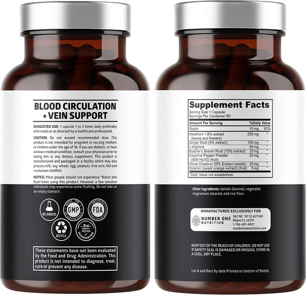 N1N Premium Blood Circulation Supplement 8 Powerful Herbs  Vitamins and Adrenal Support  Cortisol Manager 13 Potent Ingredients Max Absorption to Support Heart Health Blood Circulation and Mo