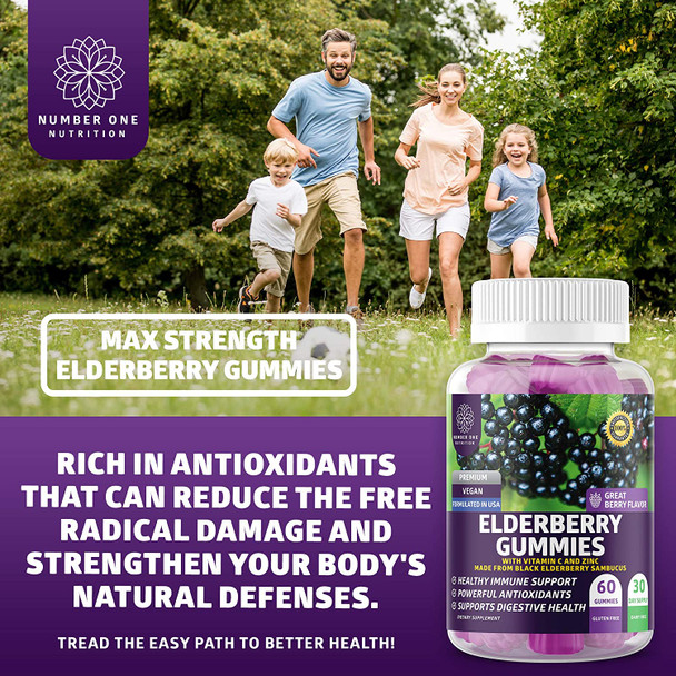 N1N Premium Elderberry Gummies Vitamin C  Zinc and Immune Support Booster 10 Potent Ingredients to Support Gut Health and Boost Immunity 2 Pack Bundle