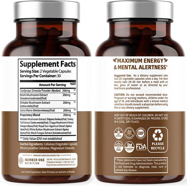 N1N Premium Elderberry Immune Support with Vitamin C  Zinc  Powerful Mushroom Complex with 10 Potent Mushrooms All Natural Supplement to Boost Immunity Brain Health and Energy Levels 2Pack