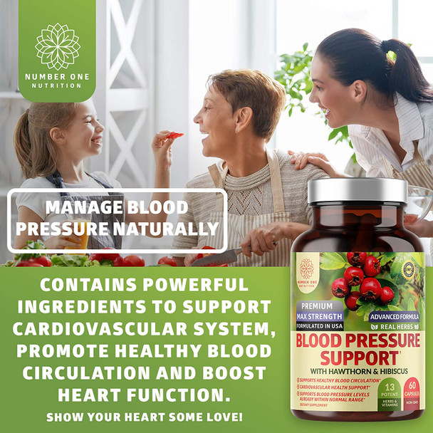 2Pack N1N Premium Blood Pressure Support with Hawthorn and Hibiscus 13 Potent Ingredients Natural Supplement to Support Cardiovascular  Circulatory Health 180 Caps