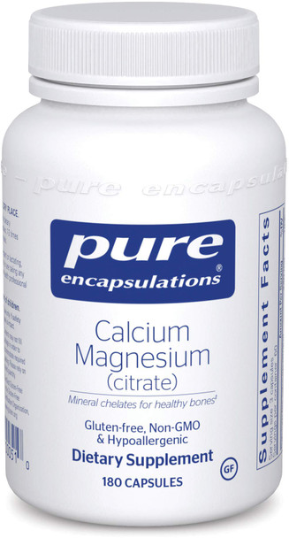 Pure Encapsulations Calcium Magnesium (Citrate) | Supplement for Bone Strength, Muscle Cramp and Tension Relief, Teeth, and Cardiovascular Health | 180 Capsules