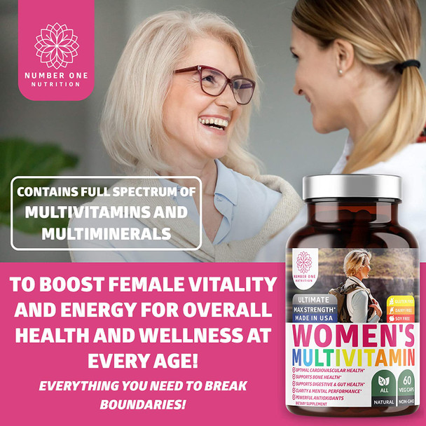 N1N Premium Daily Multivitamins for Women 30 Potent Vitamins Minerals and Herbs with Echinacea Selenium Cranberry Spirulina Lycopene and Lutein for Immunity and Energy 60 Veg Caps