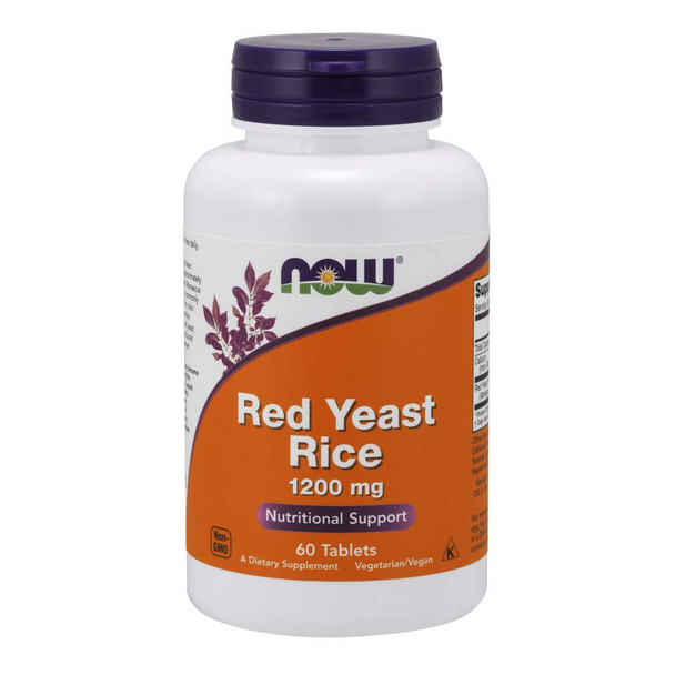 NOW Foods Red Yeast Rice Extract 1200mg, 60 Tablets