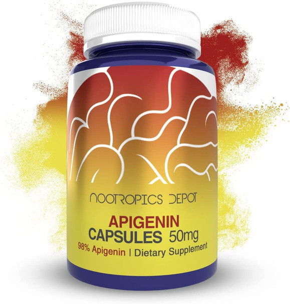 Apigenin Capsules  50mg  60 Count 98 Apigenin  Supports Healthy Stress Levels  Nootropics Depot