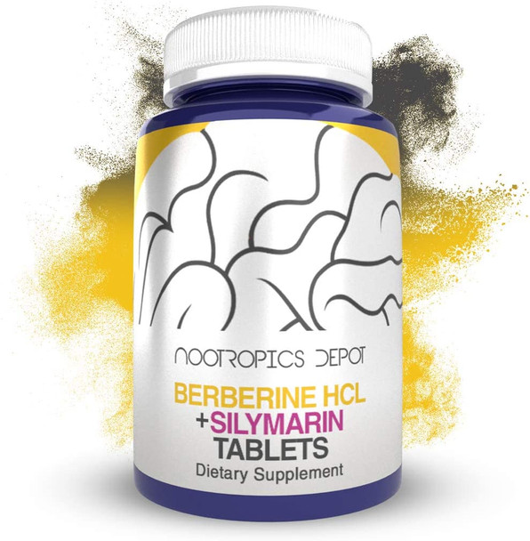 Berberine HCL  Silymarin Tablets  500mg  90mg  60 Count  Supports Cellular Function Metabolic Function and Balanced Inflammation Levels  Nootropics Depot