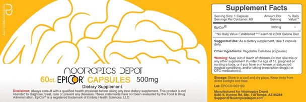 EpiCor Capsules  500mg  60 Count