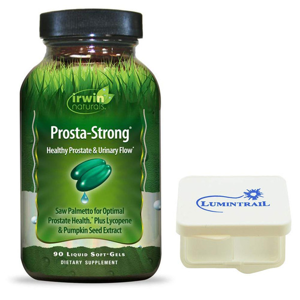 Irwin Naturals Prosta-Strong, Supports Prostate Health and Urinary Flow - 90 Liquid Softgels Bundle with a Pill Case