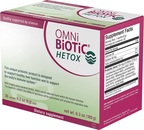 OMNiBiOTiC HETOX Probiotic Liver Detox  Bifidobacterium  Lactobacillus Probiotic Supplement  Hypoallergenic GutLiver Support  NonGMO Detox Cleanse for Men and Women 30 Daily Packets