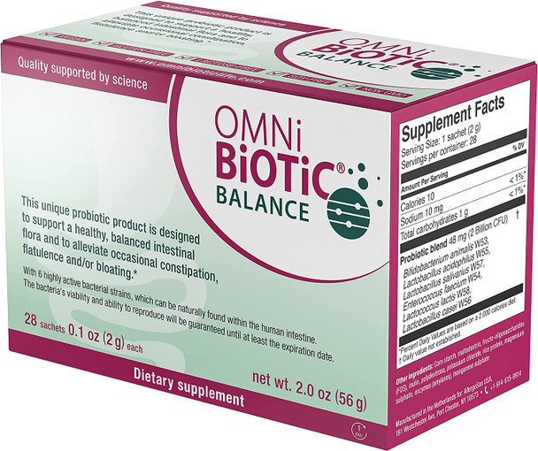 OMNiBiOTiC Balance Probiotic Immune Support  Bifidobacterium  Lactobacillus  Hypoallergenic  Immune Booster Supplement for Men and Women  NonGMO 28 Daily Packets