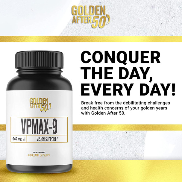 Golden After 50 VpMax9  Vision Support Supplement  3 Bottles  Eye Health Support and Antioxidant Supplement with Eye Vitamins Lutein Lycopene and Bilberry Extract Golden After 50 VpMax9  Vision Support Supplement  3 Bottles  Eye Health Support and Antioxidant Supplement with Eye Vitamins Lutein Lycopene and Bilberry Extract