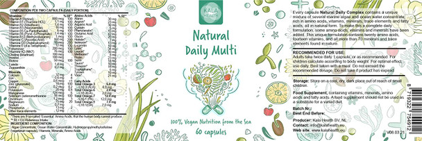 Natural Daily Multi by Kala Health  a unique mix of marine algae and ocean water concentrate rich in amino acids vitamins minerals trace elements and fatty acids all in natural form  100 Vegan
