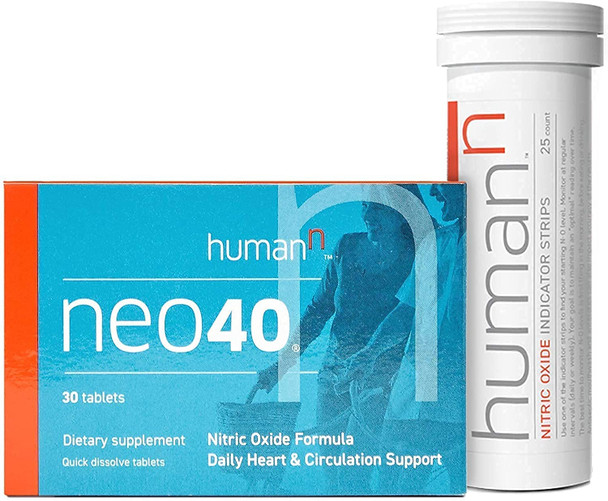 HumanN Neo40 Daily Bundle  Heart  Blood Circulation Supplements to Boost Nitric Oxide with NO Indicator Test Strips  Includes 30 Dissolvable Tablets and 25 Test Strips