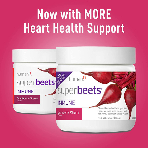 humanN SuperBeets Immune with Grape Seed Extract  Strengthen Your Natural defenses and Maintain a Strong Immune System Wellmune Beta Glucans Vitamin C Cranberry Cherry Flavor 5.5Ounce