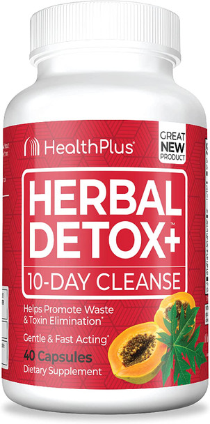 Health Plus Herbal Detox 10Day Cleanse 40 Capsules 20 Servings