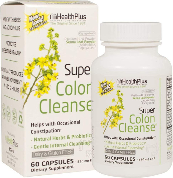 Health Plus Super Colon Cleanse  60 Capsules Pack of 2