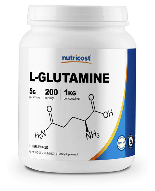 Nutricost L-Glutamine Powder 1 Kg  Pure L Glutamine 5000Mg Per Serving Non-Gmo Gluten Free