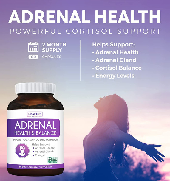 Adrenal Support  Cortisol Manager NonGMO Powerful Adrenal Health with LTyrosine  Ashwagandha  Maintain Balanced Cortisol Levels  Stress Relief  Fatigue Supplement  60 Capsules