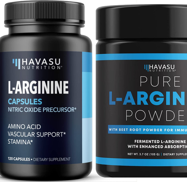 L Arginine Capsules and L Arginine Powder for Male Enhancing Pre Workout Supplement as Performance  Endurance Boost Due to Increased Nitric Oxide