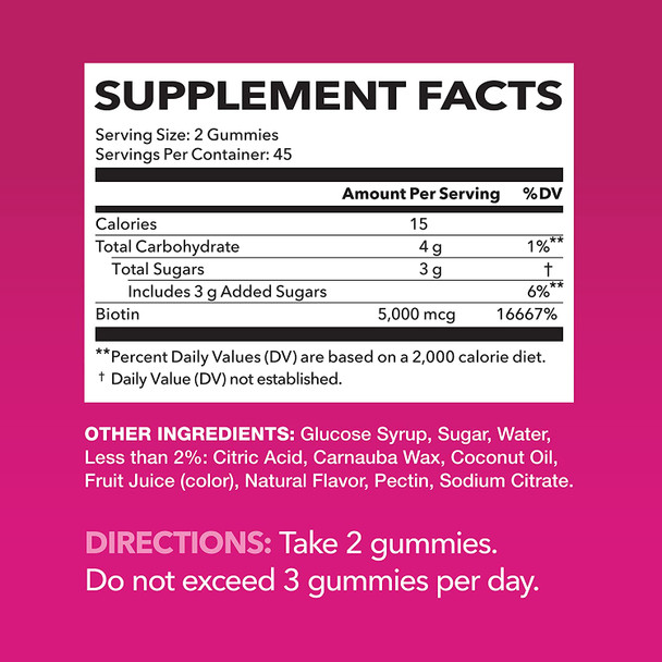 Havasu Nutrition High Potency Biotin Gummies  Natural Hair Skin Nail  Metabolism  5000 Mcg Premium Pectinbased 2 Pack 180 Gummies