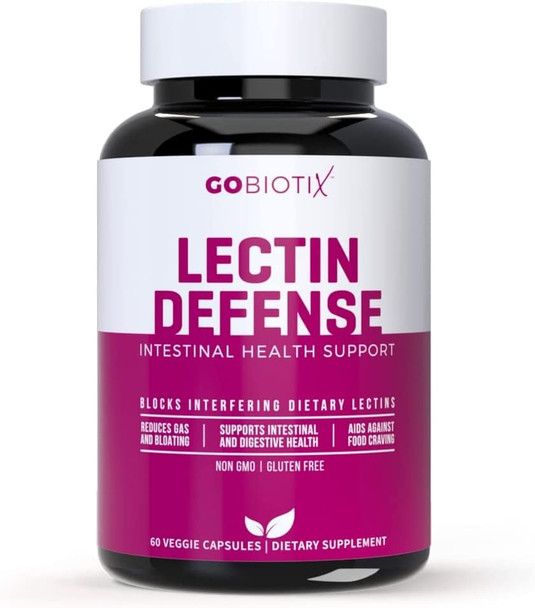 Lectin Defense by GoBiotix  Blocker for Interfering Dietary Lectins  Aids in Intestinal Health w/ Immune Support  Digestive Enzyme Supplement for Women  Men  NonGMO  Gluten Free  60 Caps