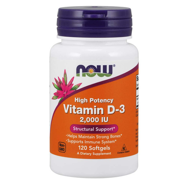 Now Foods Vitamin D - 3 2000 IU Structural Support 120 Soft Gels