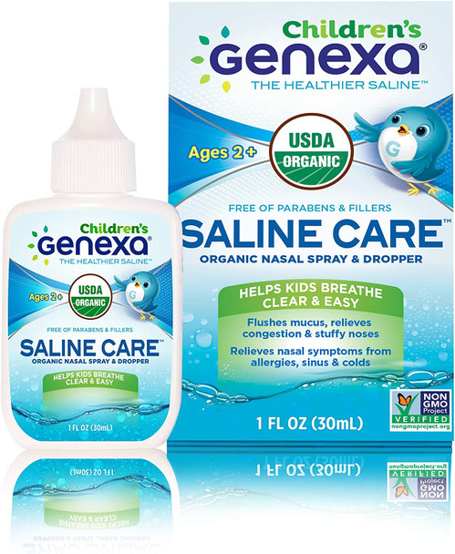 Genexa Saline Care for Children  1 FL OZ 30mL  Certified Organic  NonGMO Saline Spray/Drops for Children  Free of Parabens  Chemicals Genexa Saline Care for Children  1 FL OZ 30mL  Certified Organic  NonGMO Saline Spray/Drops for Children  Free of Parabens  Chemicals