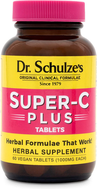 Dr. Schulzes  SuperC Plus  Vitamin C Complex  Clinical Herbal Formula  Dietary Supplement  Immunity Support  Increase Collagen Formation  Iron Absorption  60 Chewable Tablets 1000 mg