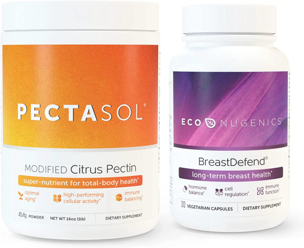 EcoNugenics Promotes Breast Health  Cellular Support  BreastDefend 30 Capsules  PectaSolC Modified Citrus Pectin 454 Grams Bundle