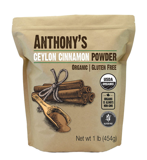 Anthonys Organic Ceylon Cinnamon Powder 1 lb Ground Gluten Free Non GMO Non Irradiated Keto Friendly