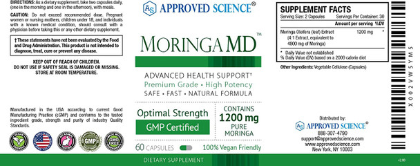 Approved ScienceMoringaMD  100 Pure Moringa Oleifera  1200mg  Support Weight Boost Energy Balance Mood  60 Capsules  NonGMO Made in USA Vegan Friendly Third Party Tested