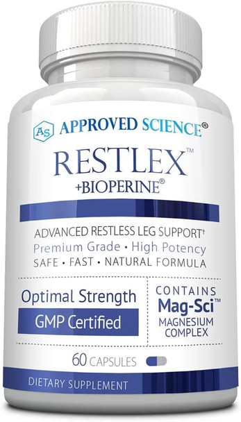 Approved Sciencerestlex  Natural Restless Leg Relief  420 Mg Magnesium Glycinate Blend Ltheanine 200 Mg  60 Capsules