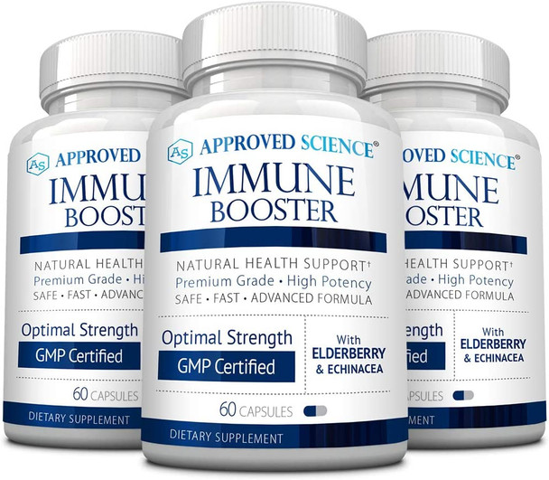 Approved ScienceImmune Booster  Extra Strength Support  Elderberry Extract Echinacea Vitamin D3 and C Zinc  All Natural  180 Capsules  3 Months Supply
