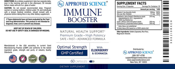 Approved ScienceImmune Booster  Extra Strength Support  Elderberry Extract Echinacea Vitamin D3 and C Zinc  All Natural  180 Capsules  3 Months Supply