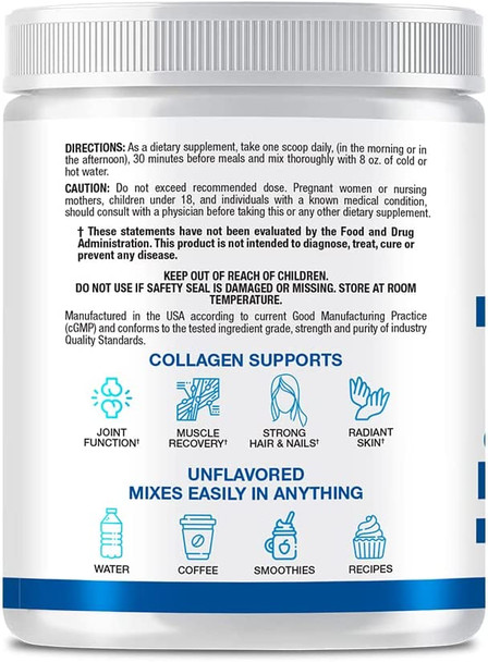 Approved Science Collagen Powder  Preserve Skin Structure Strengthen Hair Promote Joint and Bone Health  30 Scoops  One Month Supply  Made in The USA