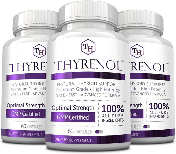 Approved Science Thyrenol  Thyroid Support  Balance Hormones Boost Metabolism  with Vitamin B12 Iodine Kelp Zinc Copper Selenium  60 Capsules  Vegan