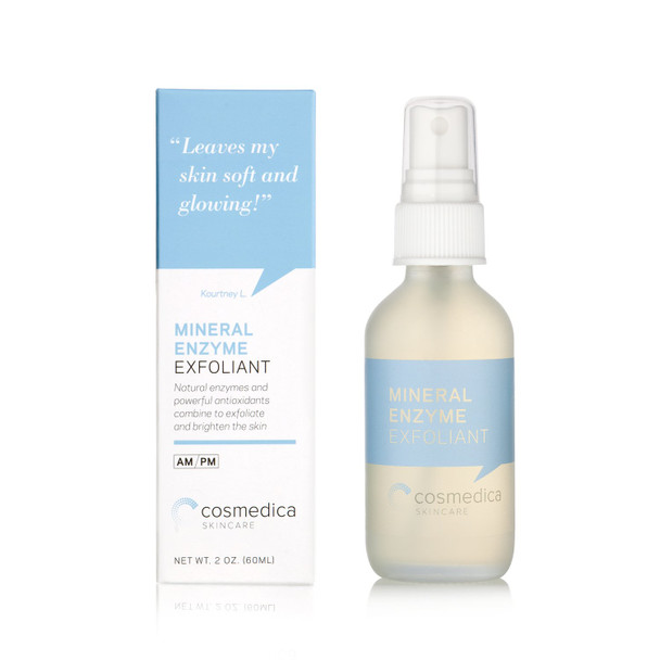 Cosmedica Skincare Mineral Enzyme Face Exfoliator 2 oz. Gentle Exfoliating Toner Safe to Use on All Skin Types Vegan CrueltyFree ParabenFree