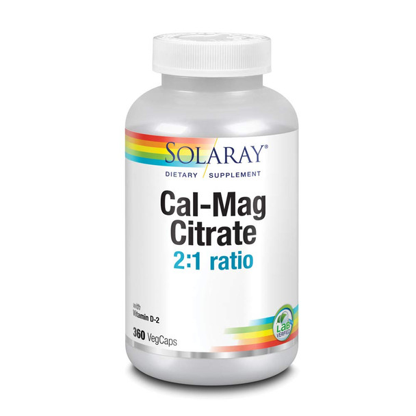 Solaray Calcium & Magnesium Citrate with Vitamin D-2, 2:1 Ratio | for Healthy Bones, Teeth, Muscle & Nervous System Function | High Absorption | 360 Count
