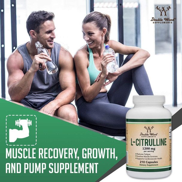 L Citrulline Capsules 1200mg Per Serving 210 Count LCitrulline Increases Levels of LArginine and Nitric Oxide Muscle Recovery Supplement  Improve Muscle Pump by Double Wood Supplements