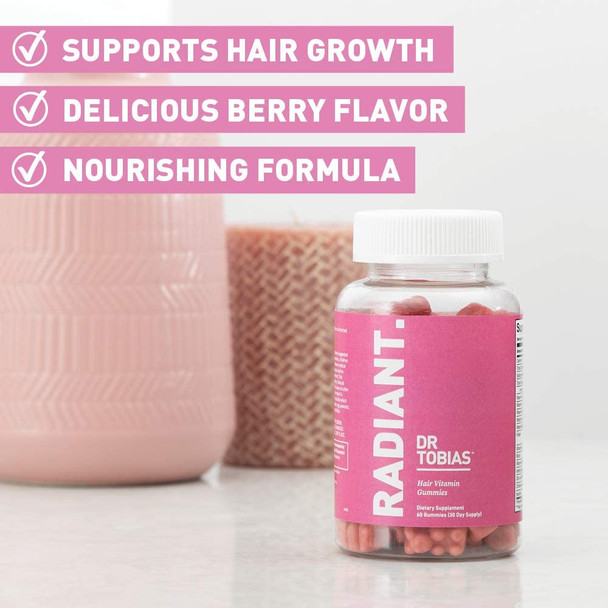 Dr. Tobias Hair Vitamin Gummy  Delicious Biotin Gummies for Hair Skin and Nails with Folate Zinc Vitamin B12 and More  Vegan  60 Count 1 Daily