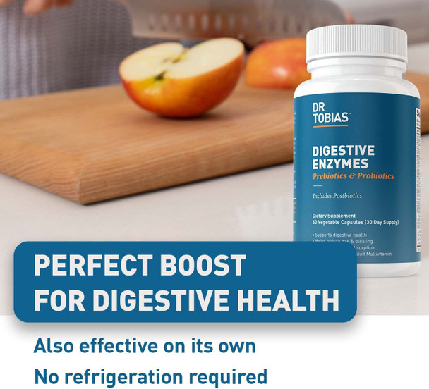 Dr. Tobias Digestive Enzymes with Probiotics and Prebiotics Plus Postbiotics Bromelain Amylase Lipase For Better Digestion  Immune Function Plantbased Formula 60 Capsules 30 Servings 2 Daily