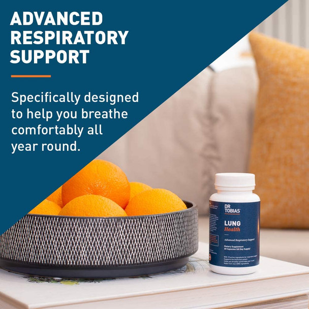 Dr. Tobias Lung Health Lung Support Supplement Lung Cleanse  Detox Formula Includes Vitamin C to Support Bronchial and Respiratory System  60 Capsules 1 Daily