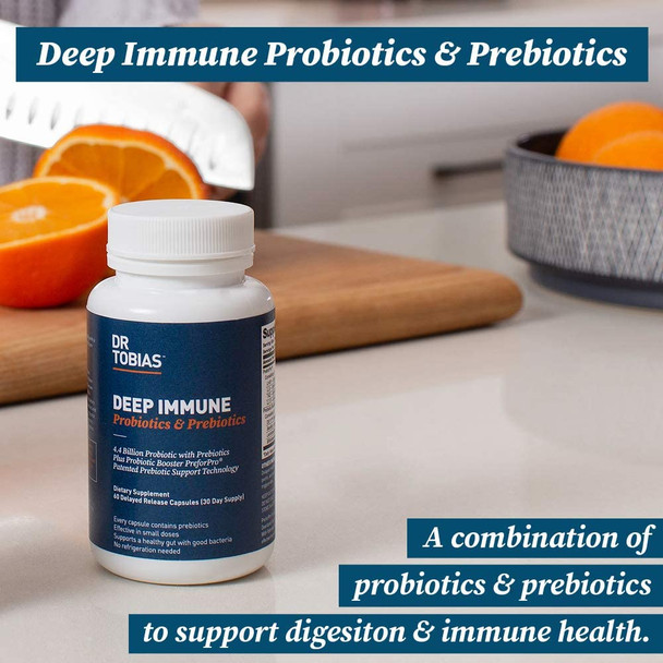 Dr. Tobias Probiotics 30 Billion  Deep Immune with Prebiotics for Digestion  Gut Health